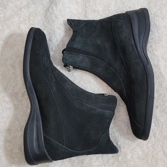 Aquatalia Front Zip Weatherproof Suede Ankle Boot Leather Made In Italy Sz 8.5 - Picture 5 of 16